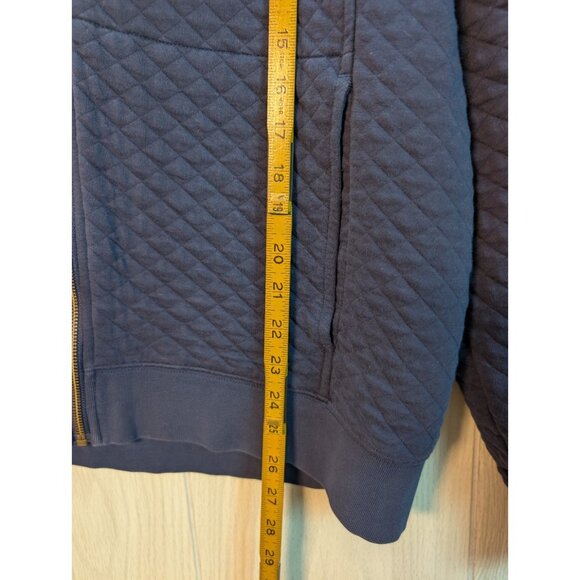 LL Bean Quilted Sweatshirt Men Medium Navy Blue Full Zip Traditional Fit Pockets - Picture 6 of 6